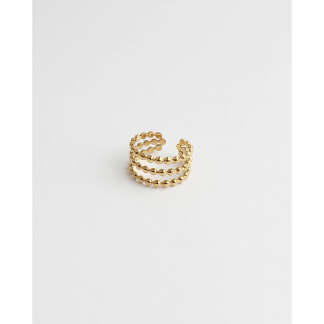 '3 LAYERED DOTTED' RING GOLD – EDELSTAHL (VERSTELLBAR)