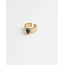 'Menthe' ring gold green natural stone - stainless steel (adjustable)