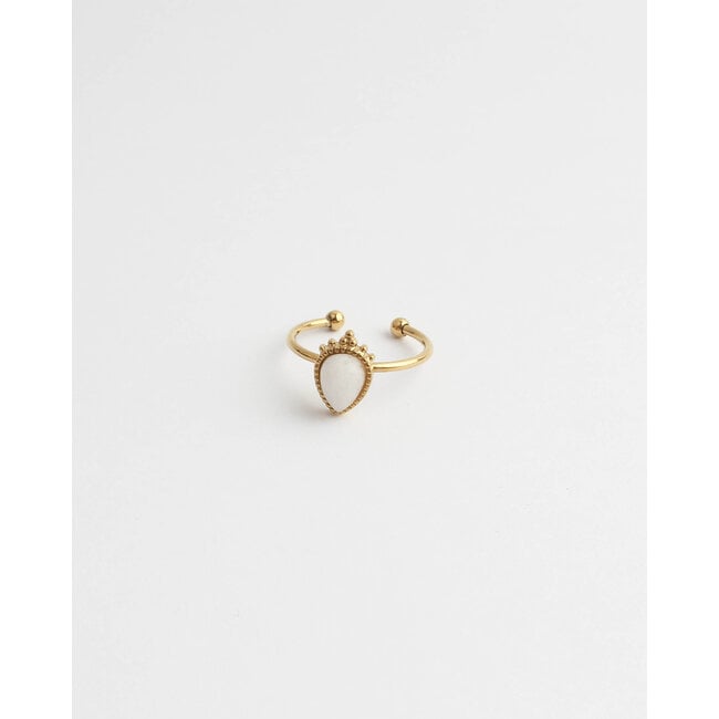 'LARA' RING GOLD WHITE - STAINLESS STEEL (ADJUSTABLE)