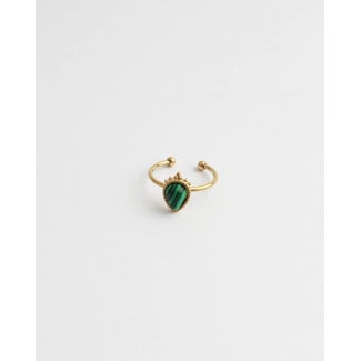 'LARA' RING GOLD GREEN - STAINLESS STEEL (VERSTELBAAR)