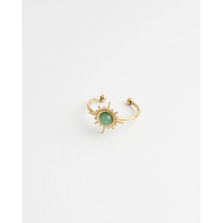 'Chasing the sun' ring gold & green - stainless steel (adjustable)