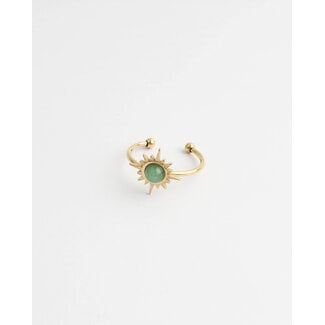 'Chasing the sun' ring gold & green - stainless steel (verstelbaar)