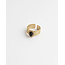 'Menthe' ring gold black agate - stainless steel (adjustable)