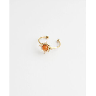 'Chasing the sun' ring gold & orange - stainless steel (verstelbaar)