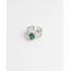 Bague 'Menthe' argent pierre naturelle verte - acier inoxydable (réglable)