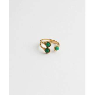 ANILLO PIEDRA VERDE 'HAILEY' - ACERO INOXIDABLE (AJUSTABLE)