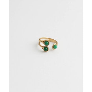 'HAILEY' GREEN STONE RING - STAINLESS STEEL (VERSTELBAAR)