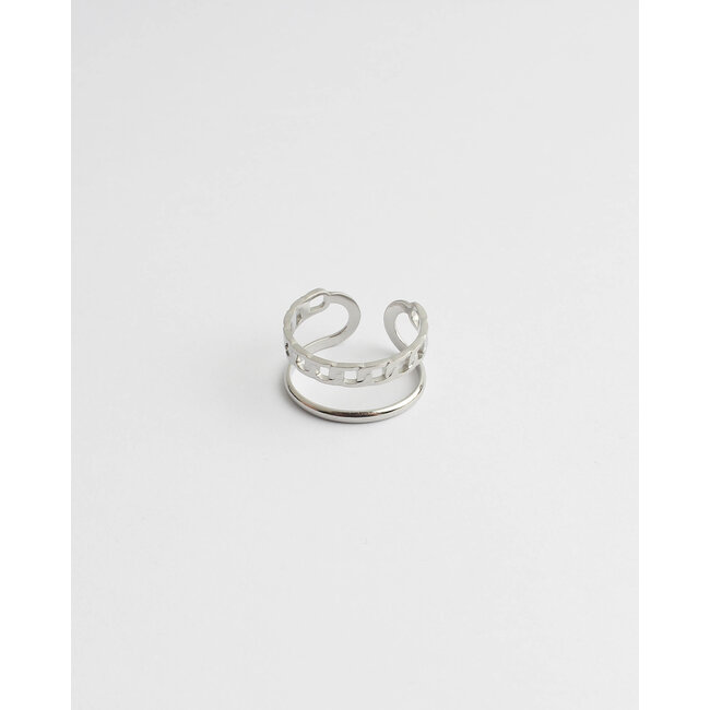 Bague 'Verona' argent - acier inoxydable (réglable)