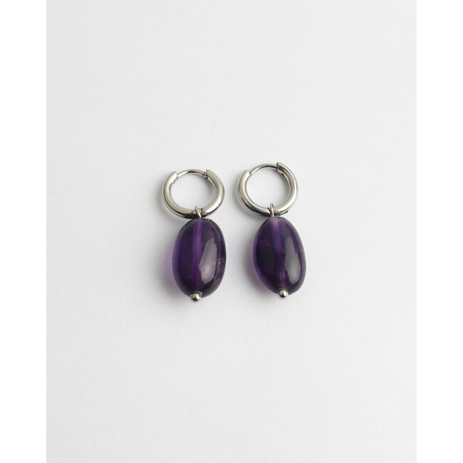 Boucles d'oreilles 'Violet' ARGENT - Acier inoxydable