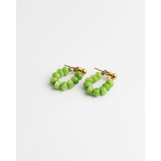 'Babs' earrings green & gold - stainless steel