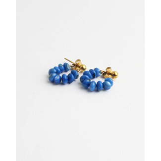 'Babs' earrings blue & gold - stainless steel