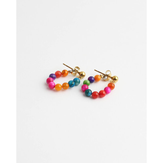 'Babs' earrings multicolor & gold - stainless steel