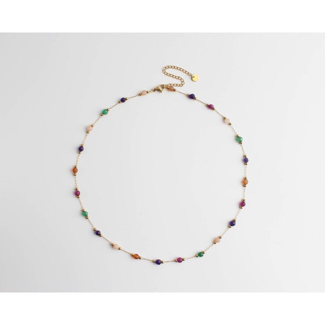 'Sophia' Necklace Natural Stones Multicolor 2.0  - Stainless Steel