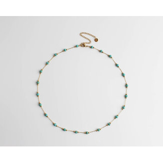 'Sophia' Necklace Natural Stones Turquoise - Stainless Steel