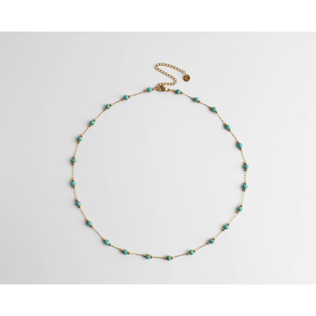 'Sophia' Necklace Natural Stones Turquoise - Stainless Steel