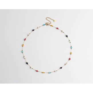 'Sophia' Necklace Natural Stones Multicolor - Stainless Steel