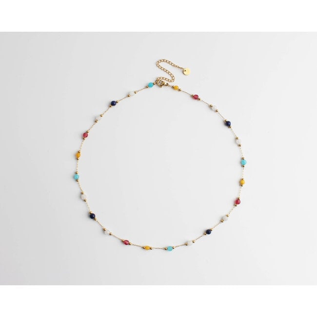 'Sophia' Necklace Natural Stones Multicolor - Stainless Steel