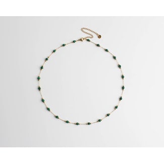 'Sophia' Necklace Natural Stones Green - Stainless Steel