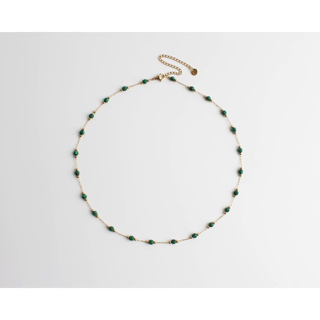 'Sophia' Necklace Natural Stones Green - Stainless Steel