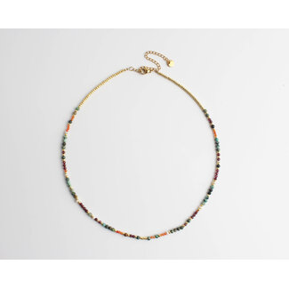 'Tira' COLLAR Piedras Nutural Multicolor- Acero Inoxidable