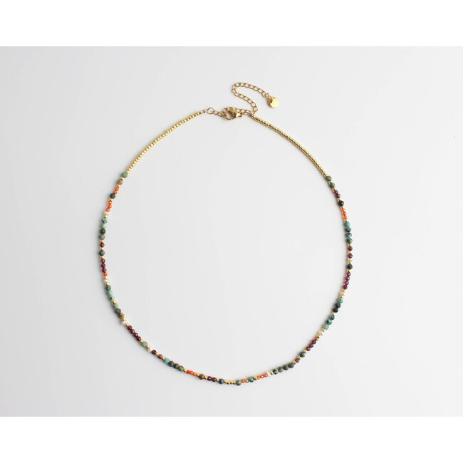 'Tira' NECKLACE Nutural Stones Multicolor- Stainless Steel