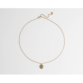 Halskette „Jolie“ aus grünem Naturstein, Gold – Edelstahl