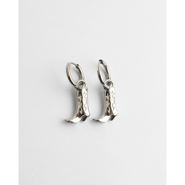 'Cowboy boots' earrings silver - stainless steel