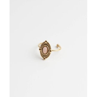 'Livia' rose quartz ring - stainless steel (verstelbaar)