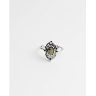 'Livia' rings silver  rocky stone - stainless steel (verstelbaar)