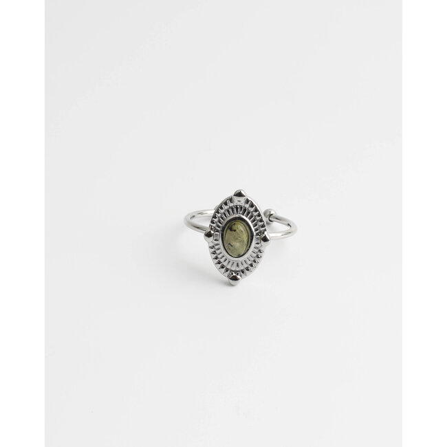 Ringe 'Livia' Silber Rocky Stone - Edelstahl (verstellbar)