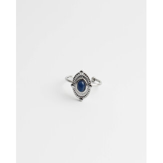 Anillos 'Livia' plata piedra azul - acero inoxidable (ajustable)