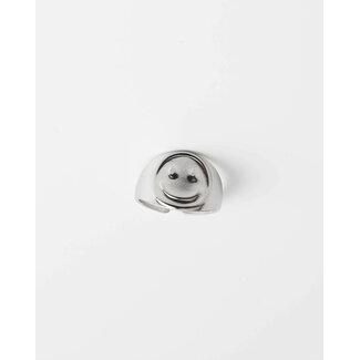 Bague Smiley argent - acier inoxydable (réglable)