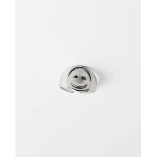 Smiley ring silver - stainless steel (verstelbaar)