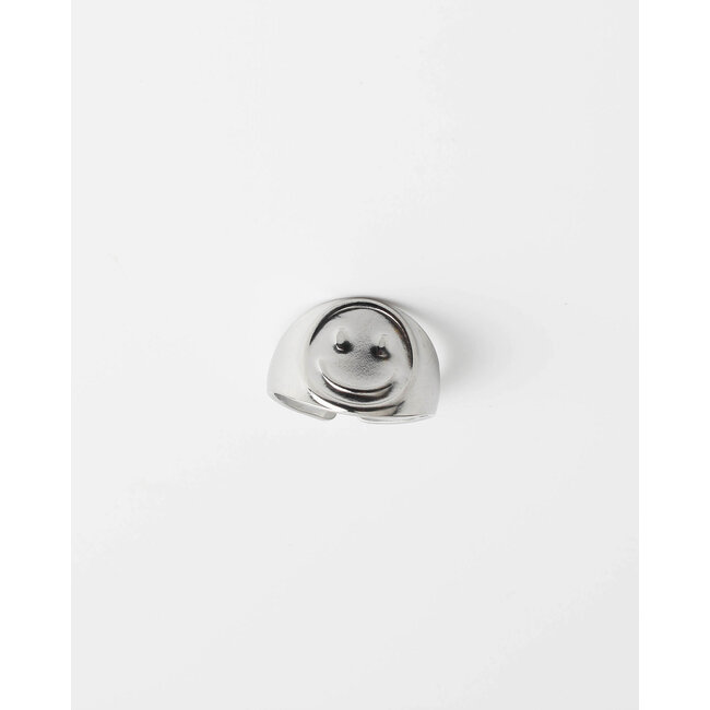 Smiley ring silver - stainless steel (adjustable)