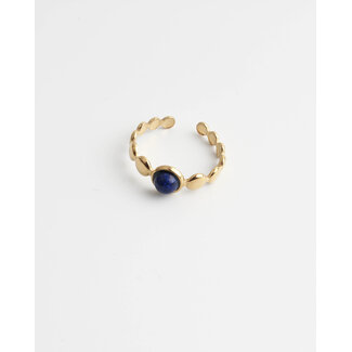 Anillo 'Julietta' dorado y azul - acero inoxidable (ajustable)