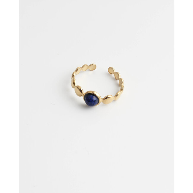 'Julietta' ring gold & blue - stainless steel (verstelbaar)