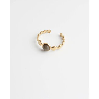 'Julietta' ring gold & labradorite - stainless steel (adjustable)
