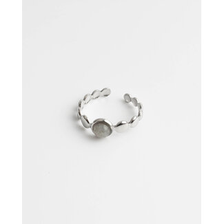 'Julietta' ring silver & labradorite - stainless steel (verstelbaar)