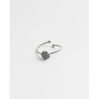 Anillo 'Alisa' plateado y verde - acero inoxidable (ajustable)