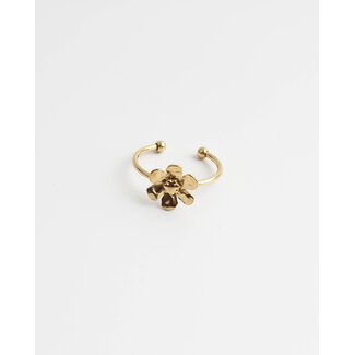 'Kae' flower ring gold - stainless steel (adjustable)