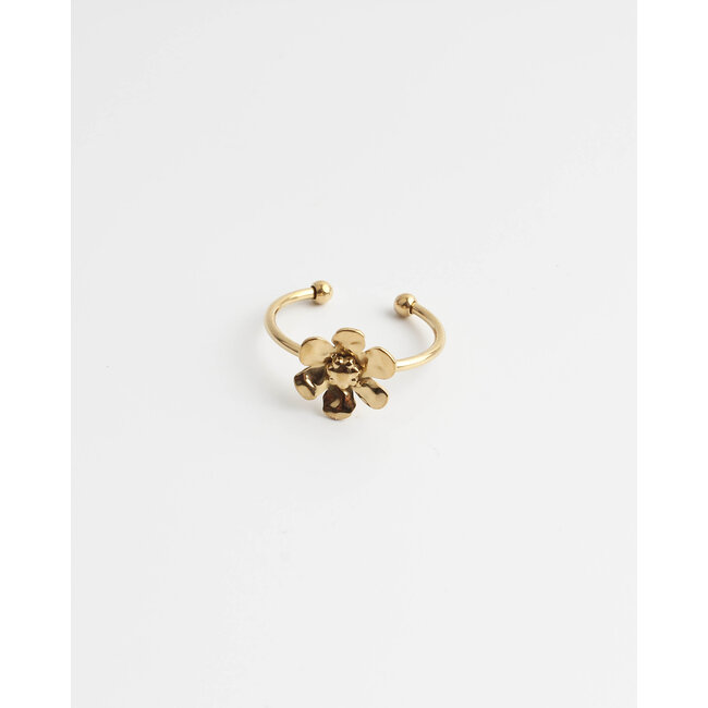 Anillo flor 'Kae' oro - acero inoxidable (ajustable)