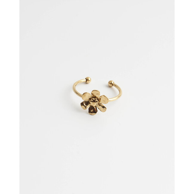 'Kae' flower ring gold - stainless steel (verstelbaar)