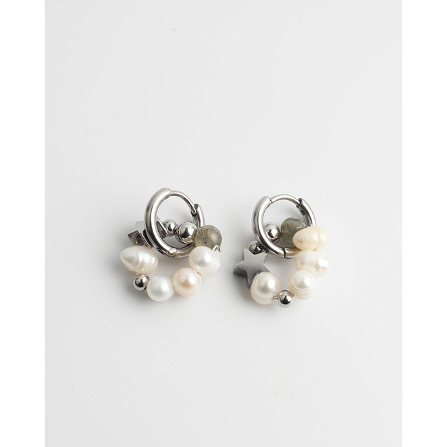 Boucles d'oreilles 'Starlover' argent - acier inoxydable