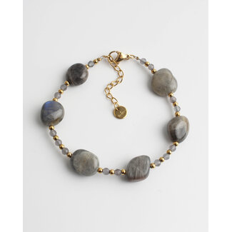 Bracelet 'Indy' Labradorite - acier inoxydable