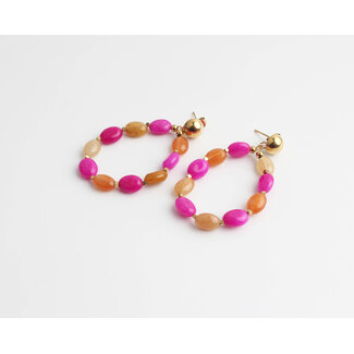 Pendientes 'Sarahlee' naranja y rosa - acero inoxidable