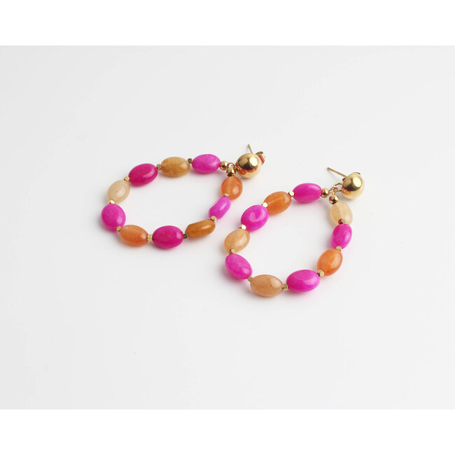 'Sarahlee' earrings orange & pink - stainless steel