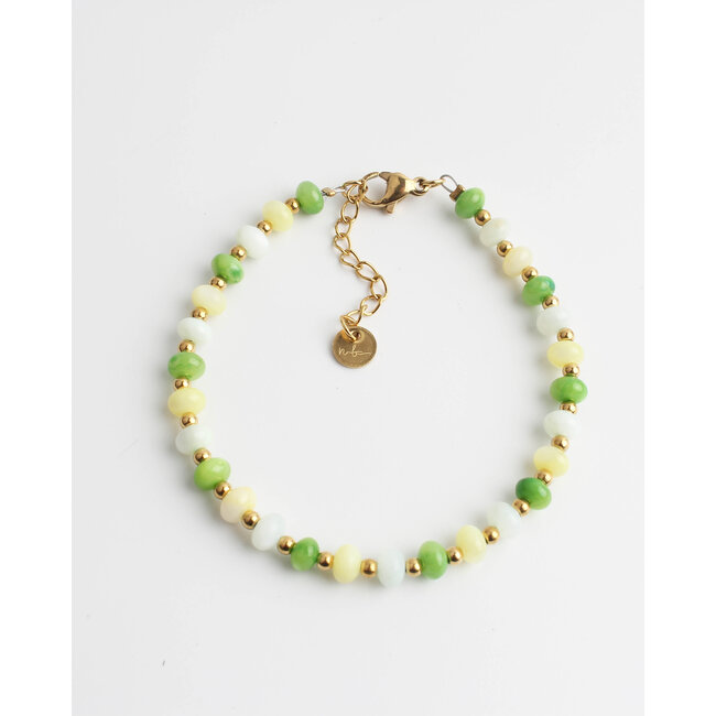 'Montana' green & yellow mix bracelet - stainless steel