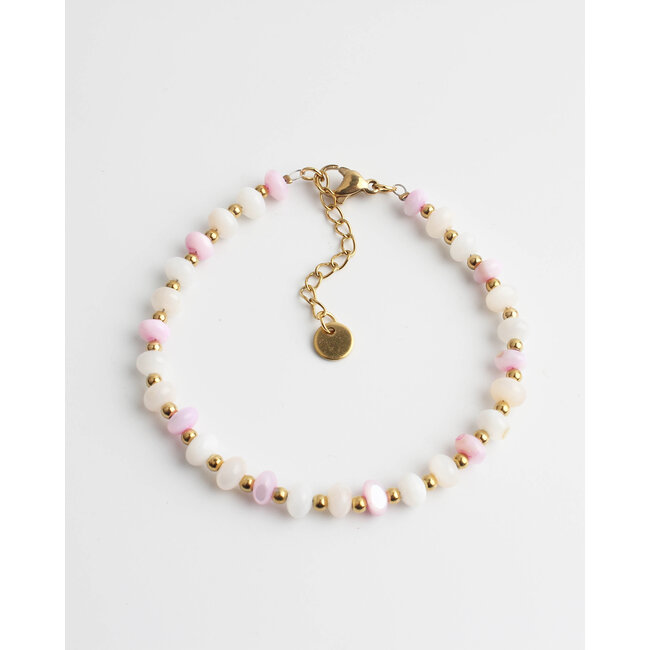 'Montana' white & pink bracelet - stainless steel