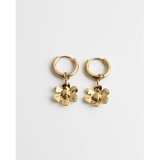 Boucles d'oreilles fleur 'Kae' or - acier inoxydable