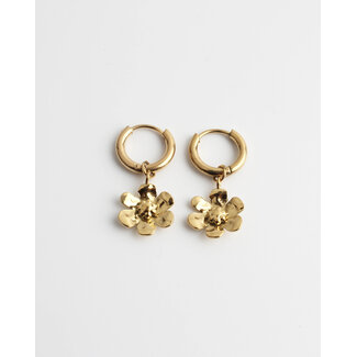 'Kae' Pendientes flor oro - acero inoxidable